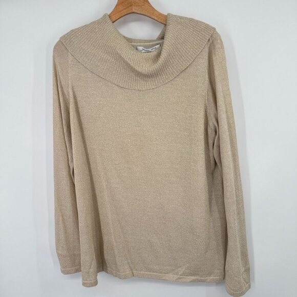 Judith Hart Collection size XL gold Metallic Knit cowl neck Sweater womens - Picture 2 of 10